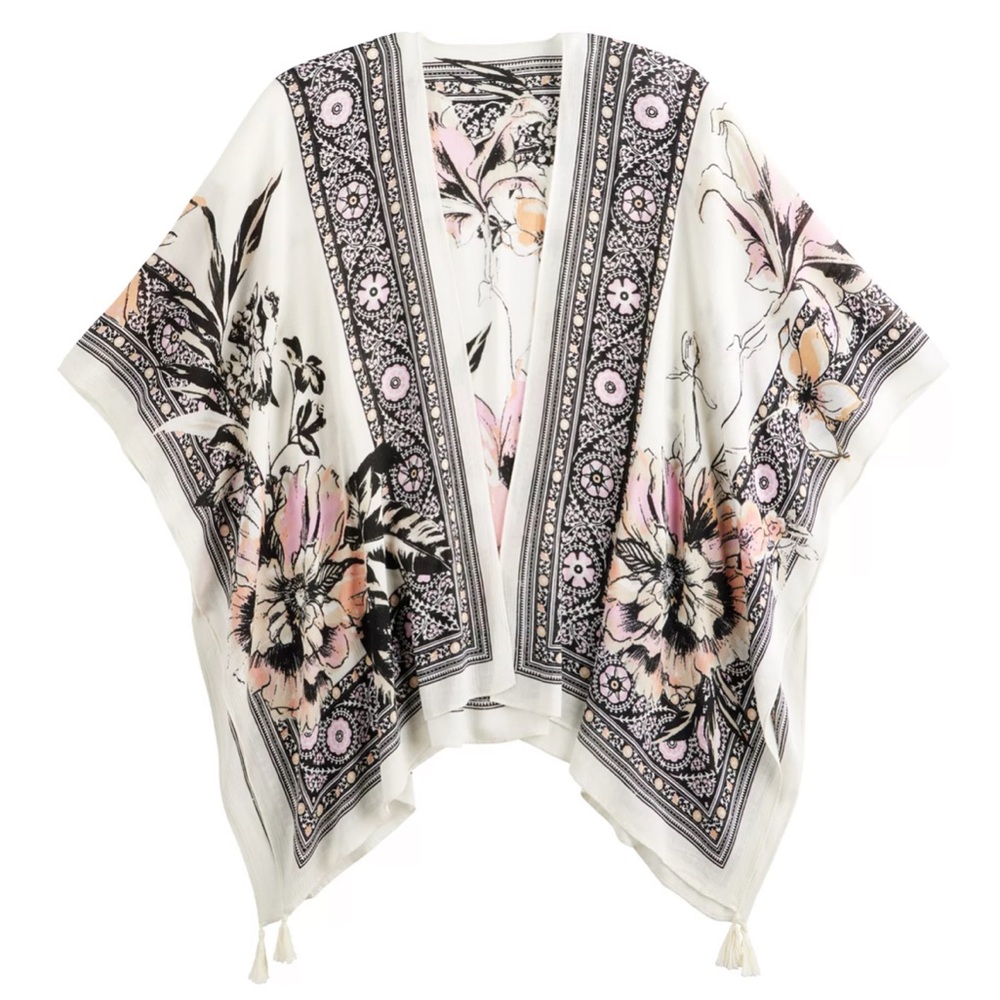 Floral Kimono with Pink and Black Accents